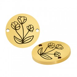 Intercalaire Rond "Fleurs" 15mm/1.5mm en Acier Inoxydable 304