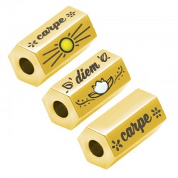 Tube Hexagone Carpe Diem & Œil Porte-Bonheur avec Émail 15x8mm (Ø3mm) en Acier Inoxydable 304