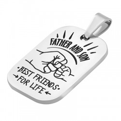 Pendentif Étiquette "FATHER SON BEST FRIENDS" 16.5x25mm/1.5mm en Acier Inoxydable 304
