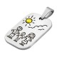 Pendentif Étiquette avec Famille & Émail16.5x25mm/1.5mm en Acier Inoxydable 304