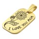 Stainless Steel 304 Tag with Flower “I LOVE YOU MOM" 16.5x25mm