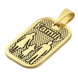 Pendentif Étiquette "Family" 16.5x25mm/1.5mm en Acier Inoxydable 304