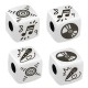 Stainless Steel Bead Cube with Music Designs 10mm Ø5mm