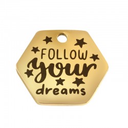 Pendentif Hexagone "dreams" 20x17mm/1.3mm (Ø2mm) en Acier Inoxydable 304