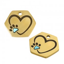 Ανοξείδωτο Ατσάλι 304 Εξάγωνο Καρδιά Πατούσα Σμάλτο 15x13mm