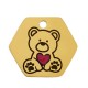 Esagono in Acciaio Inossidabile 304 Smaltatocon Cuore Orso 15x13 mm