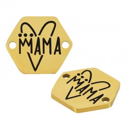 Esagono in Acciaio Inossidabile 304 "MAMA" con Cuore 15x13 mm/1,1 mm