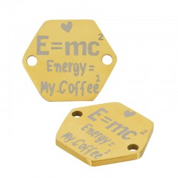 Intercalaire Hexagone "Coffee" avec Cœur 15x13mm/1.1mm en Acier Inoxydable 304