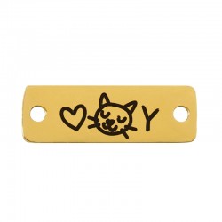 Connettore in Acciaio Inossidabile 304 con Gatto e Cuore 18x6 mm/1,1 mm