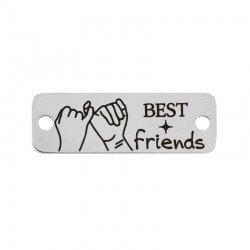 Intercalaire Étiquette "BEST FRIENDS" 24x8mm/1.1mm en Acier Inoxydable 304