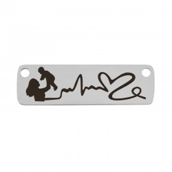 Intercalaire Étiquette Maman & Bébé 30x9mm/1.3mm en Acier Inoxydable 304