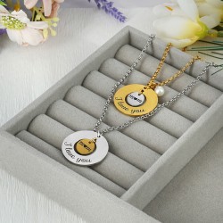 Ciondolo Cerchio in Acciaio Inossidabile 304 "love you" con 2 fori 25 mm