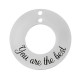 Stainless Steel 304 Charm Circle “the best” with 2 Holes 25mm