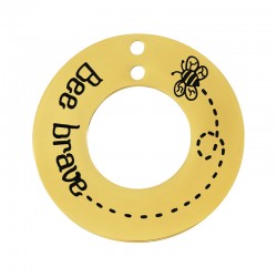 Ciondolo Cerchio in Acciaio Inossidabile 304 "Bee Brave" con 2 Fori 25 mm
