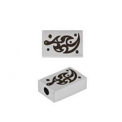 Passant Rectangle avec Symbole Tribal12x8mm (Ø2mm) en Acier Inoxydable 304