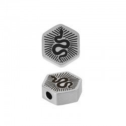 Slider Esagonale in Acciaio Inossidabile 304 con Serpente 11x9,8 mm Ø2 mm