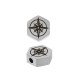 Stainless Steel 304 Slider Hexagon with Compass 11x9.8mm Ø2mm