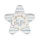 Ciondolo in legno a forma di stella "Congratulazioni per il tuo bambino" 100x96 mm