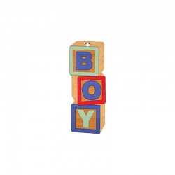 Wooden Pendant Cubes "Boy" 31x77mm