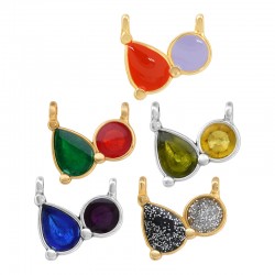 Charm Géométrique en Zamak Émaillé ~14X12Mm/3.7Mm