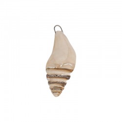 Pendentif en céramique émaillée « coquillage beige » 24 x 47 mm