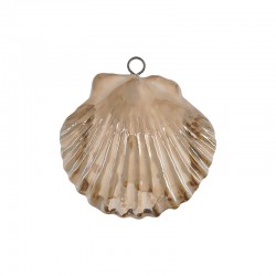 Ciondolo in Ceramica Smaltata a Forma di Conchiglia Beige ~47x44 mm
