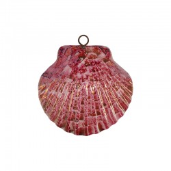 Enameled Ceramic Pendant Fuchsia Shell ~47x44mm