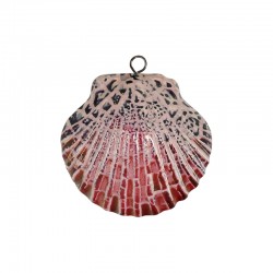 Pendentif en Céramique Émaillée. Coquillage Noir Dalia ~47x44 mm