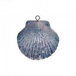Pendentif en Céramique Émaillée Coquillage Bleu ~47x44 mm