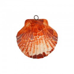 Pendentif en céramique émaillée Coquillage Orange ~47x44 mm