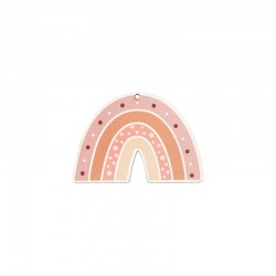 Pendentif en bois arc-en-ciel rose 85 x 59 mm / 3 mm Ø 3 mm