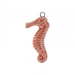 Colgante de cerámica esmaltada con caballito de mar de coral 49 x 26 mm/11 mm Ø 3,9 mm