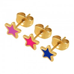 Pendientes con Pin de Acero Inoxidable 304 Estrella Esmaltada 7mm