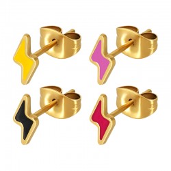 Enameled Stainless Steel 304 Earring Thunder 4x8mm