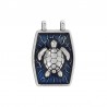 Argent 999° plaqué antique / 5 µm / bleu transparent