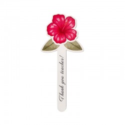 Wooden Bookmark Hibiscus  "Thank you Teacher" 70x186mm