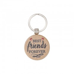Porte-clés avec pendentif en bois « Meilleurs amis pour toujours » 39 mm/7 mm