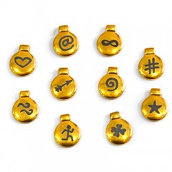 Pendentif en Métal/Zamak avec Dessins Melangés 12mm (Ø 1,5mm)