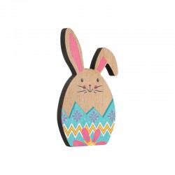 Lapin Décoratif en Bois avec Œuf de Pâques 69 x 120 mm