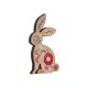 Lapin Décoratif en Bois avec des Fleurs 86 x 140 mm