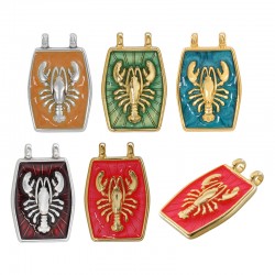Charm de Zamak Esmaltado con Langosta 15 x 19 mm/2,8 mm Ø 1,8 mm