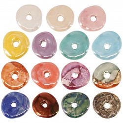 Disque en Céramique Émaillée Irrégulier ~20 mm/4 mm Ø3.5 mm