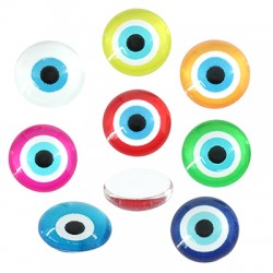 Glass Cabochon Flatback Round with Evil Eye 12mm