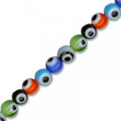 Perle en Verre avec œil porte-bonheur 4mm (~ 100pcs/fil)