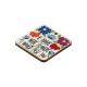 Ciondolo Quadrato in Legno "MOM" con Fiori 40 mm/3 mm Ø 2,5 mm