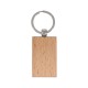 Portachiavi in Acciaio con Ciondolo in Legno Rettangolare 32x52 mm/7 mm