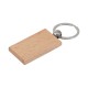 Porte-clés en acier avec pendentif en bois rectangulaire 32 x 52 mm / 7 mm