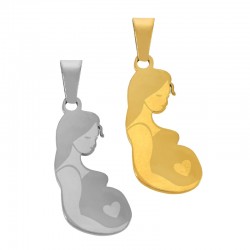 Stainless Steel 304 Charm Pregnant Woman with Heart 11x25mm