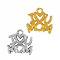 Breloque "I love U MOM" en Métal/Zamak 12x10mm