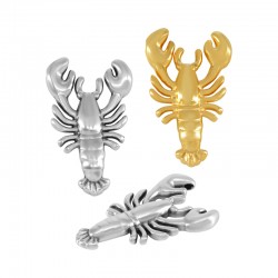 Pendentif en Zamak en Forme de Homard ~28 x 45 mm Ø2.2 mm